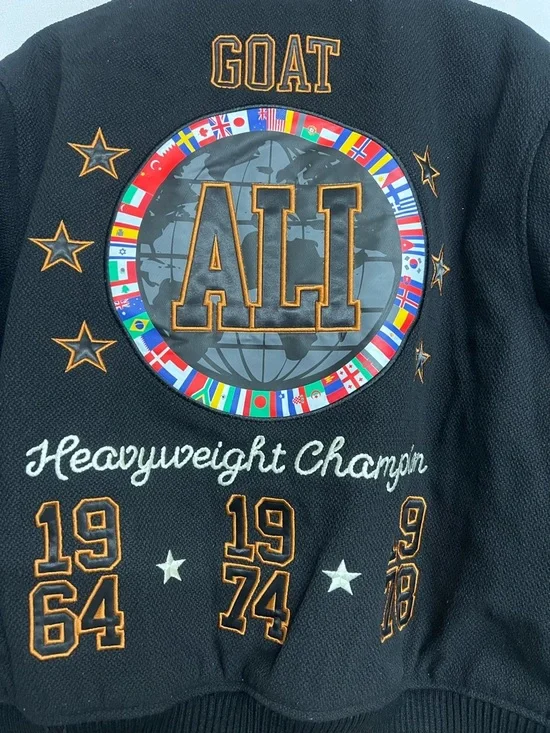 NWT Shoe Palace x Muhammad Ali Worldwide Black Embroidered Varsity Jacket